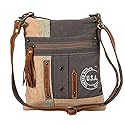 Myra Bag Crossbody Bag for Women - Western Upcycled Canvas & Leather Shoulder Handbag Brown