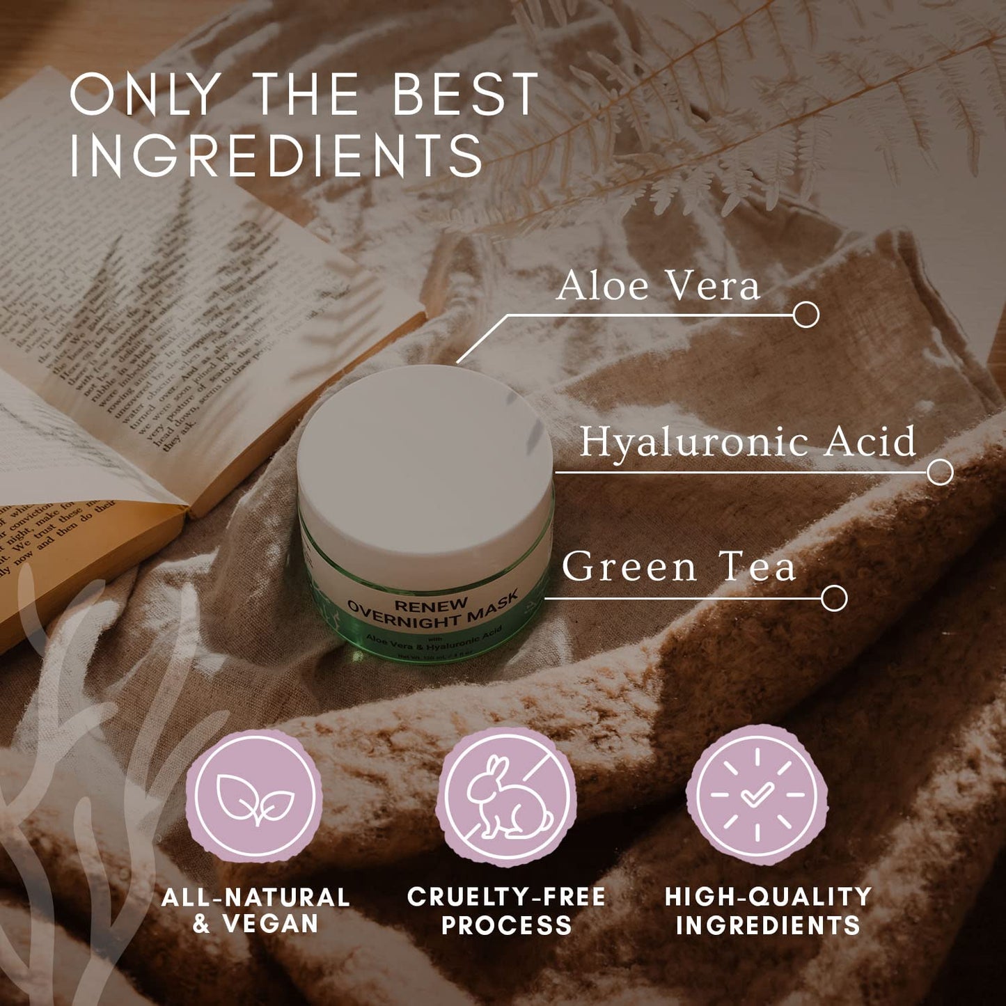 Doppeltree RENEW Overnight Face Mask with Aloe Vera Gel & Hyaluronic Acid, Anti Aging Hydrating Facial Mask for All Skin Types, Night Time Skin Care