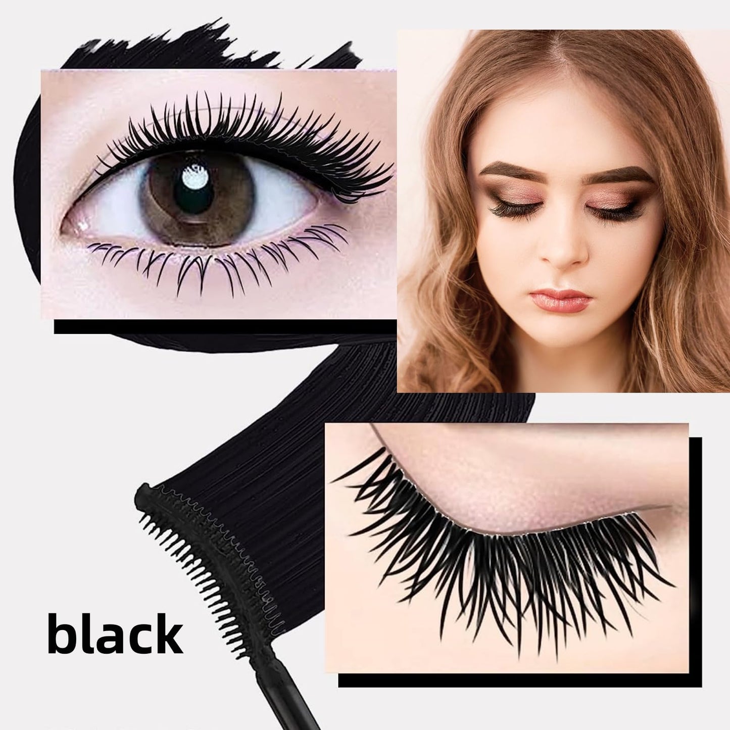 LGSZGDCN Mascara Black eyelash for Liquid Makeup Eyes Extensions Waterproof Hypoallergenic Fast Dry Curling Lengthening Eyelashes Party Stage Use