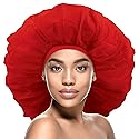 DONNA Argan & Black Castor Treatment Caps Day & Night Cap Sleep Cap Hair Sleep Shower Cap Bonnet satin Bonnet for Sleeping Hat Super Jumbo Red