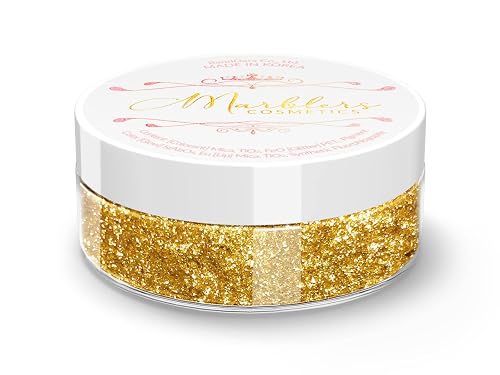 MARBLERS Chunky Natural Mica Powder [Giant Gold] 0.11oz (3g) | Highly Pigmented | Non-Toxic, Vegan, Cruelty-Free | Eyeshadow, Body Butter, Nail