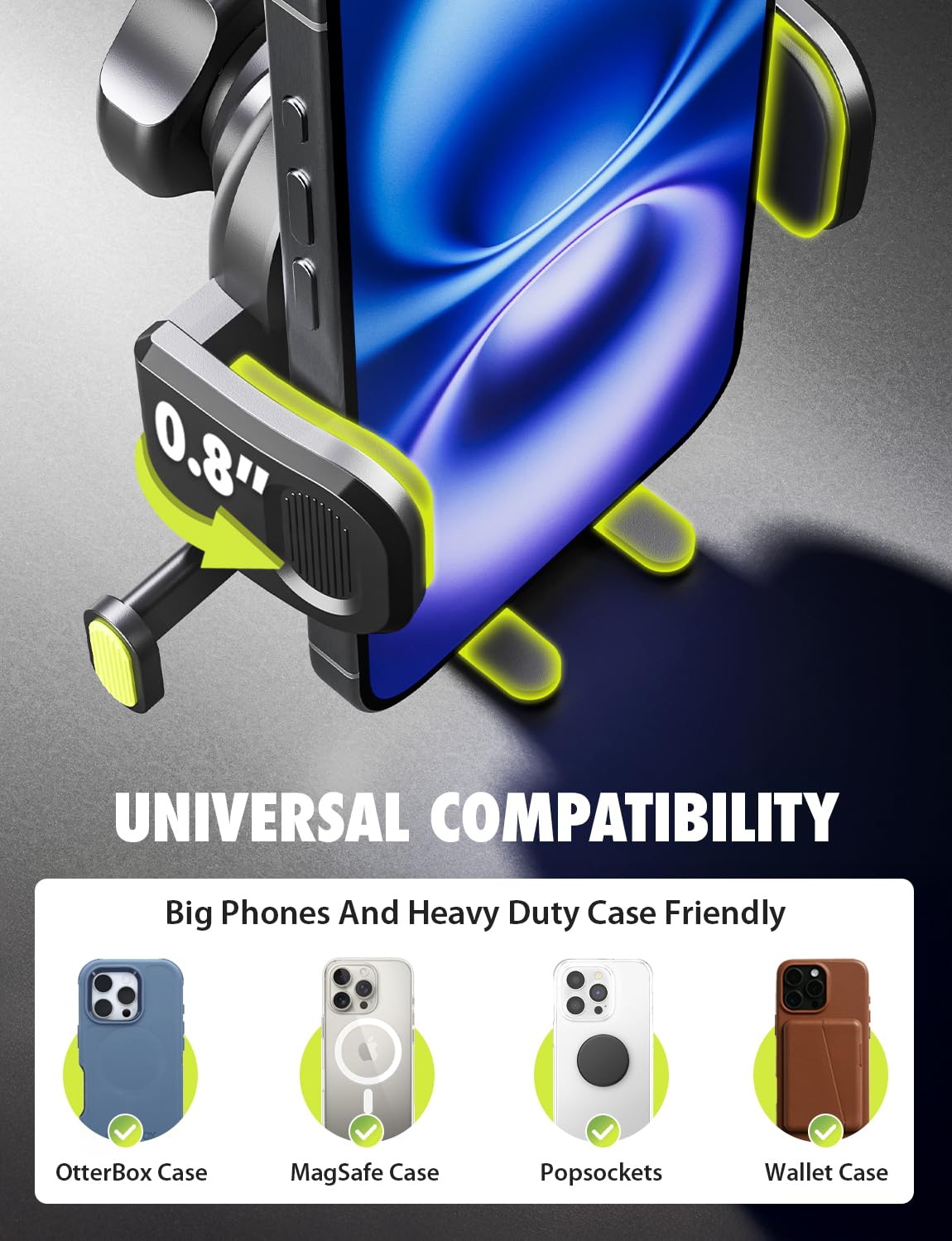 Bracketron Easy OneClick Cell Phone Holders for Your Car, Universal Car Mount Suction Cup for Dashboard Windshield Air Vent Truck Stand, for iPhone…