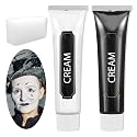 Black and White Face Body Paint, 2PCS Oil Based Full Coverage Painting Kit With Sponge, Washable Halloween Cream SFX Makeup for Goth Clown Zombie