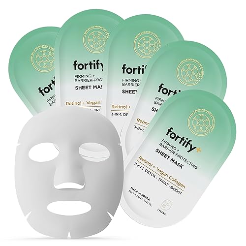 Fortify Skincare Retinol & Collagen Face Mask - 3-in-1: Detox, Treat, Boost - Hydrating, Firming, Anti-Aging - Dermatologist Tested Korean Skin Care