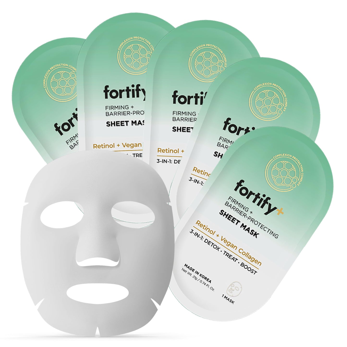 Fortify Skincare Retinol & Collagen Face Mask - 3-in-1: Detox, Treat, Boost - Hydrating, Firming, Anti-Aging - Dermatologist Tested Korean Skin Care