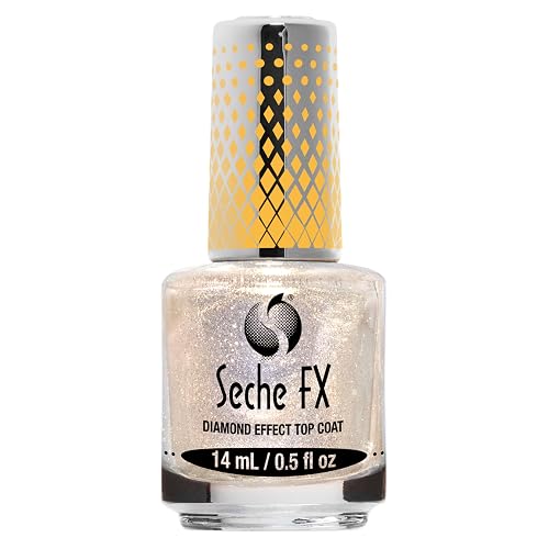 Seche FX Diamond Effect Dry Fast Top Coat Nail Polish - Gold Glitter Finish with Instant Gel-Like Gloss, Fast-Drying Long-Lasting Chip-Resistant Beauty & Personal Care Seche