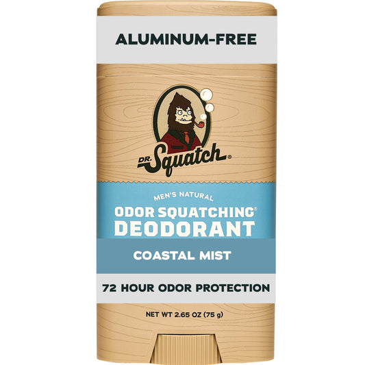 Dr. Squatch Natural Men’s Deodorant - Aluminum Free Natural Deodorant Men with Charcoal & Postbiotics for 72-Hour Odor Protection - Coastal Mist Beauty and Personal Care Dr. Squatch
