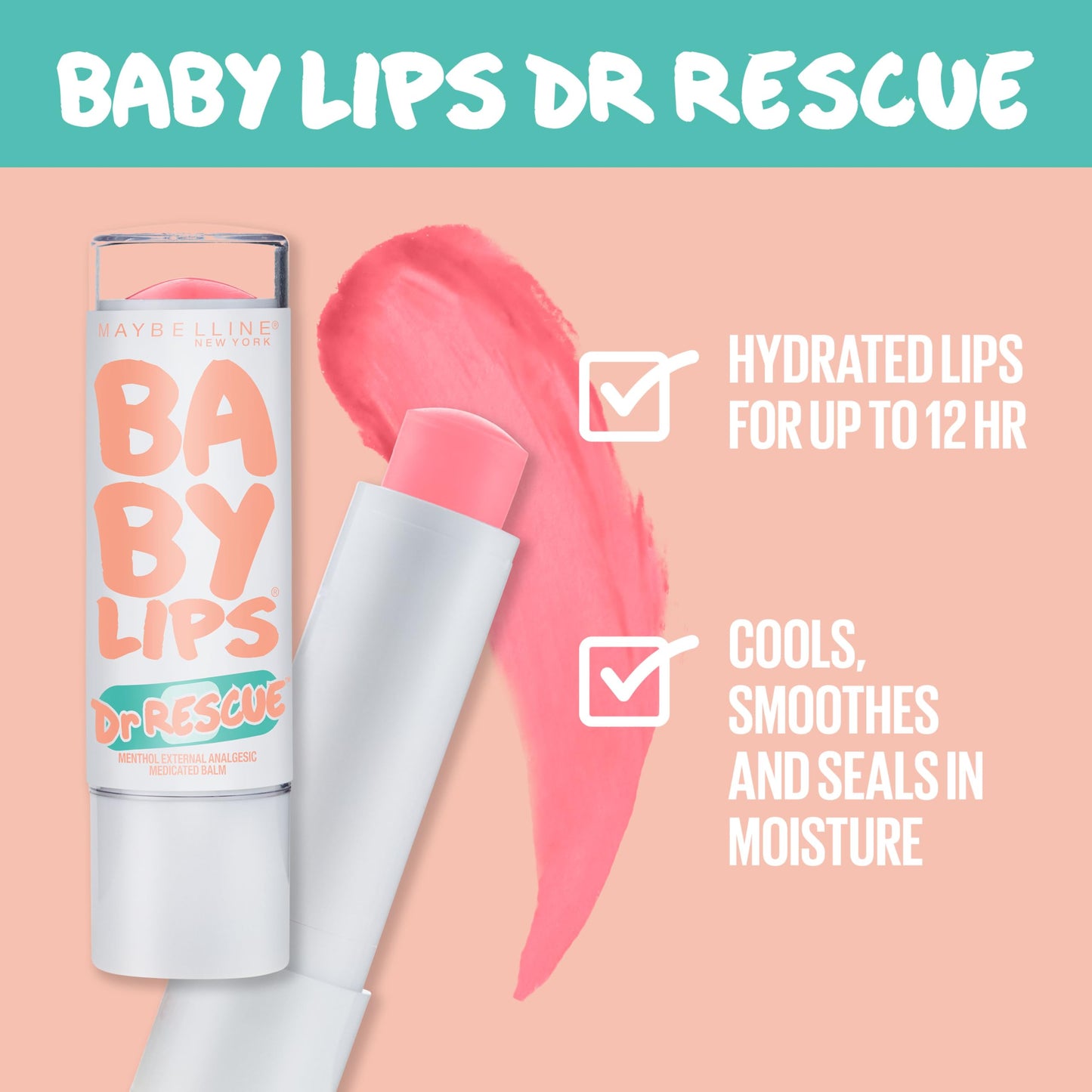 Maybelline New York Baby Lips Dr. Rescue Medicated Lip Balm, Coral Crave [55] 0.15 oz (Pack of 3)