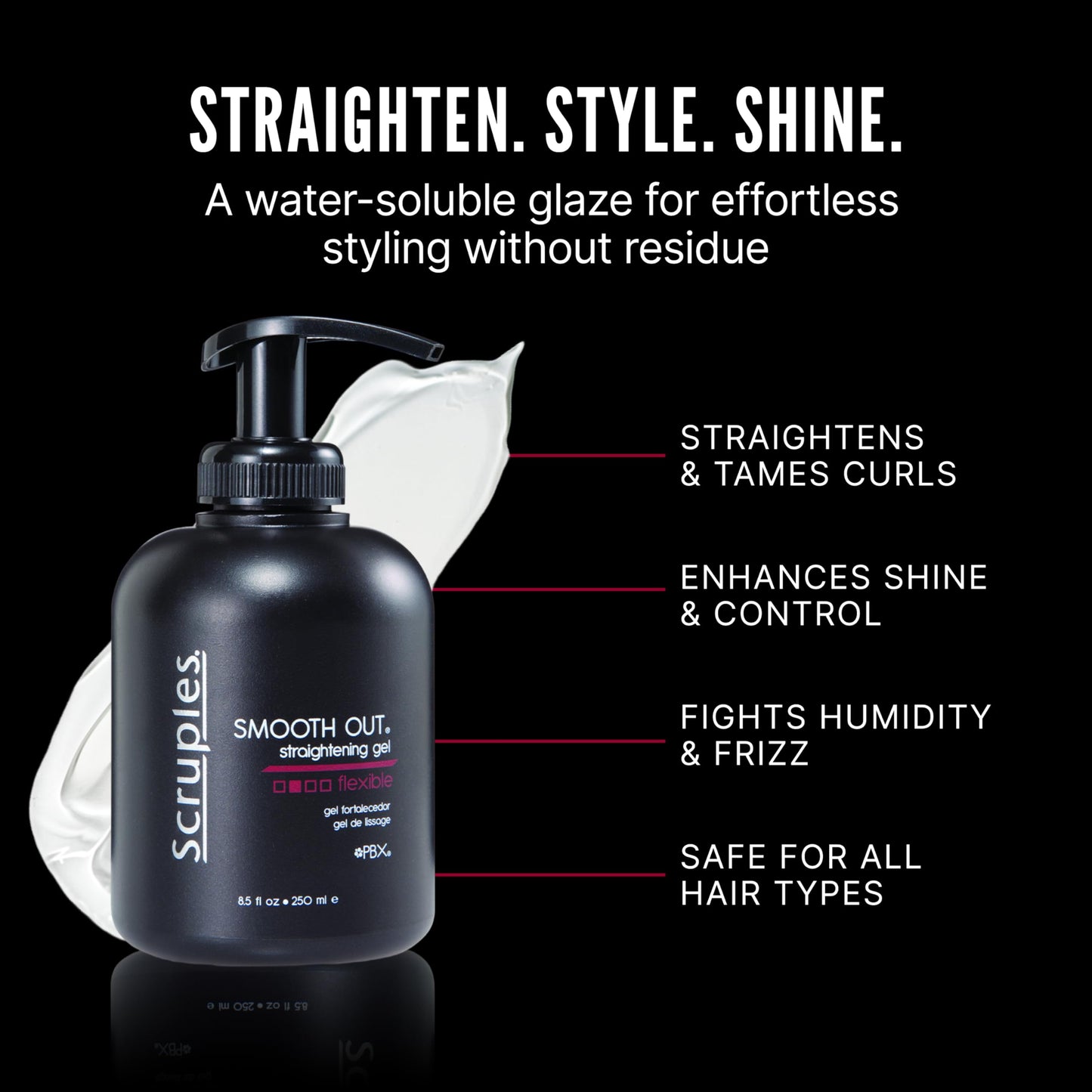 Scruples Smooth Out Hair Straightening Gel - 33.8 Fl Oz - Shine Enhancing & Smoothing Frizz Control Styling Solution for Women and Men with All Hair
