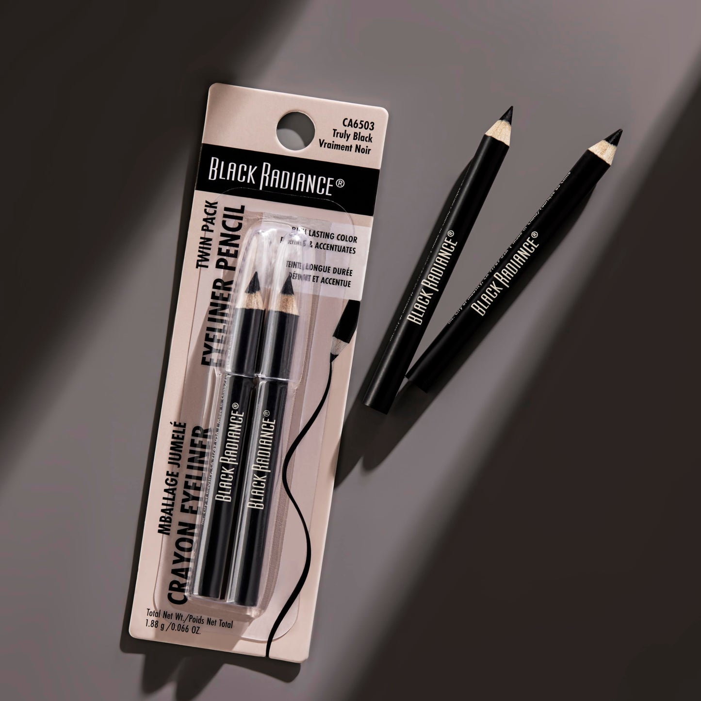 Black Radiance Twin Pack Eyeliner Pencil, Creamy Dual-Purpose Formula for Eyes & Brows, Intense Black Pigments, Long-Lasting Definition - Truly Black