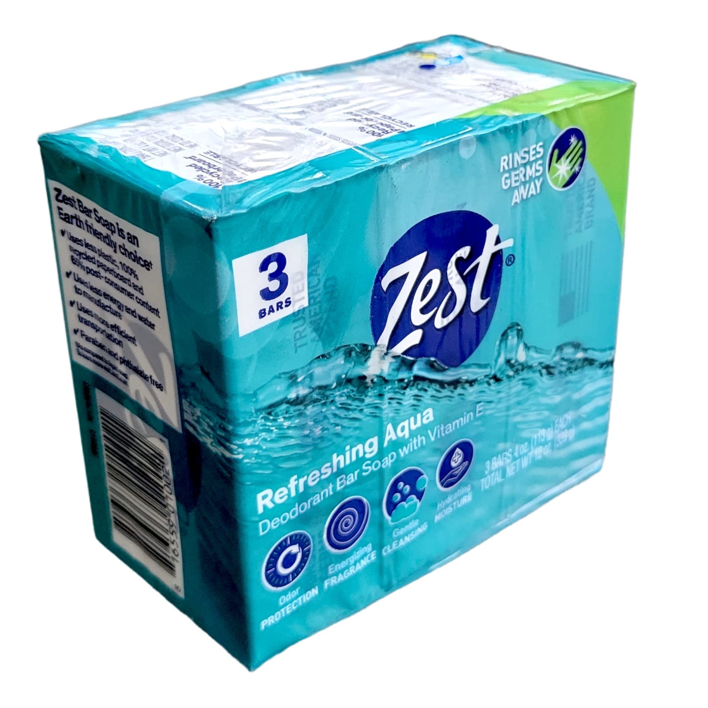 Zest Refreshing Aqua Bars Deodorant Bar Soap with Vitamin E, 3 Bars 4 OZ (113g) Each - 2 Pack Beauty & Personal Care Zest