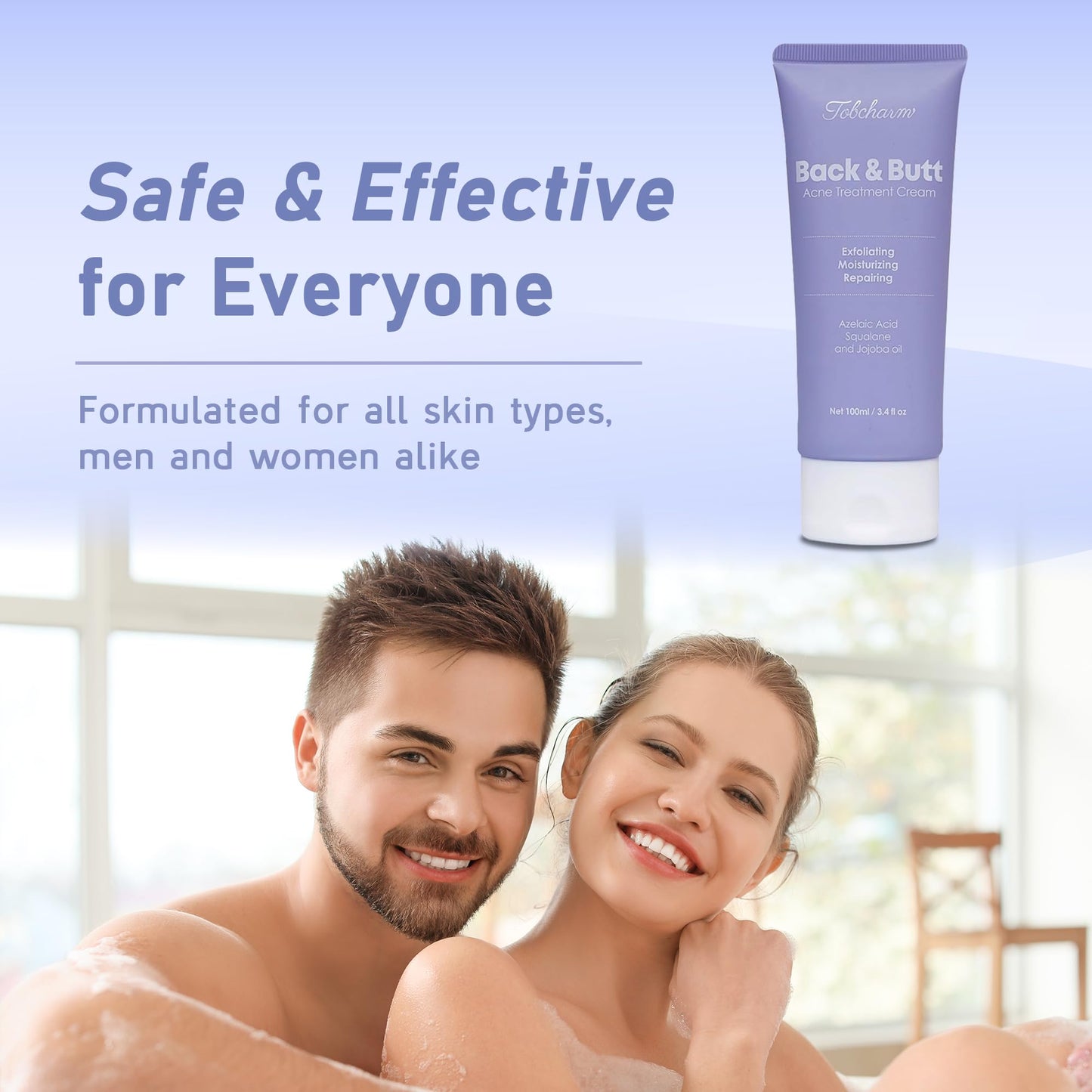 Butt Acne Clearing Treatment, Maximum Strength Body Cream for Back, Buttocks, Thigh & Chest Acne Removal, Skin Clearing Lotion for Men & Women