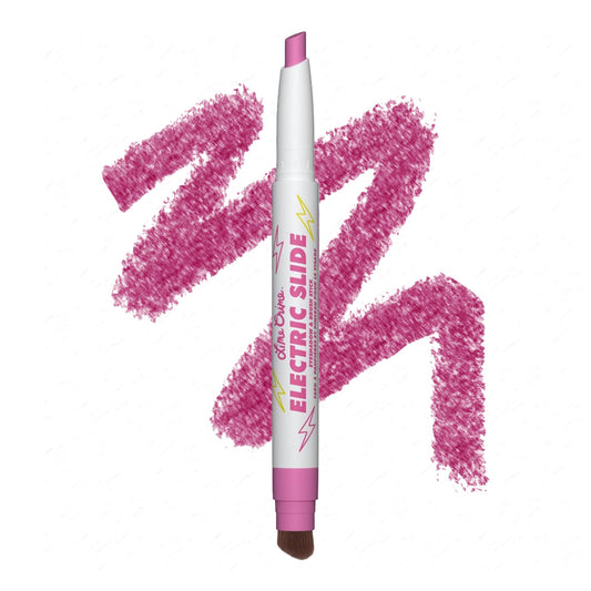 Lime Crime Electric Slide Eyeshadow & Brush Stick, DUH (Metallic Magenta) - Lightweight 2-in-1 Eyeshadow Smudge Stick with Angled Brush for Long