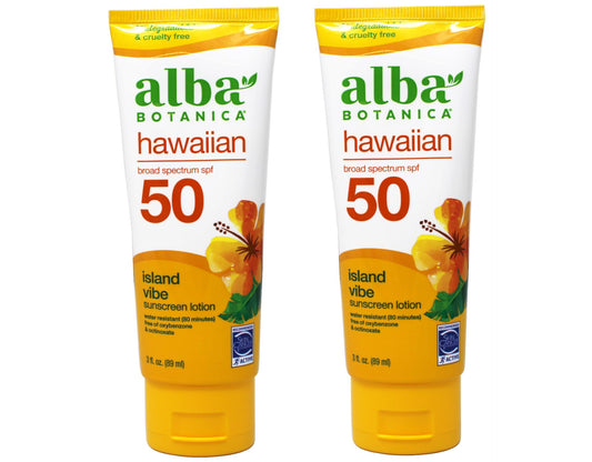 Alba Botanica Hawaiian Island Vibe Sunscreen SPF 50, 3 fl oz (Pack of 2)