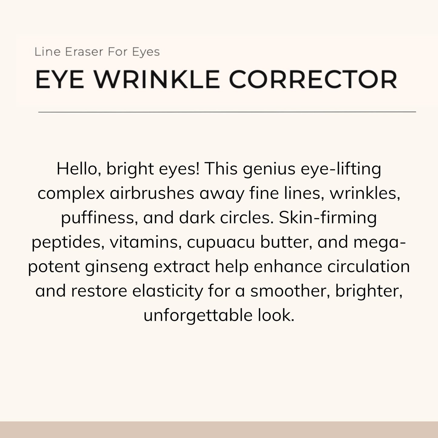 Le Mieux Eye Wrinkle Corrector Cream - Hyaluronic Acid Moisturizer for Eyes with 7 Potent Peptides & Amino Acids, Under Eye Corrector Cream (0.5 oz
