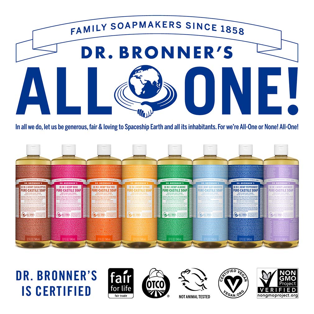 Dr. Bronner's - Pure-Castile Liquid Soap (Citrus, 1 Gallon) - Made with Organic Oils, 18-in-1 Uses: Face, Body, Hair, Laundry, Pets and Dishes
