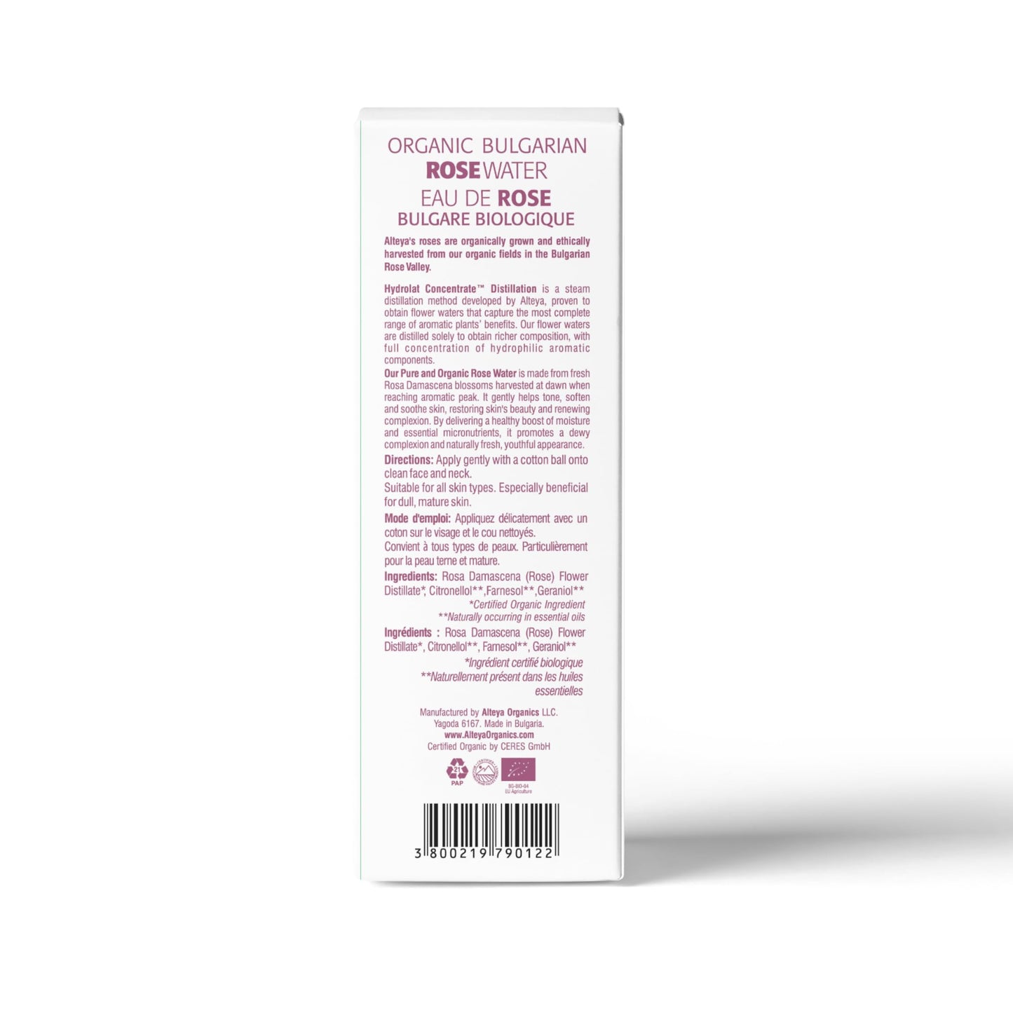 Alteya Organics Rose Water Toner 17 Fl Oz/500mL | USDA Certified Organic Bulgarian Rosa Damascena Hydrosol | Natural Hydrating Facial Toner for All
