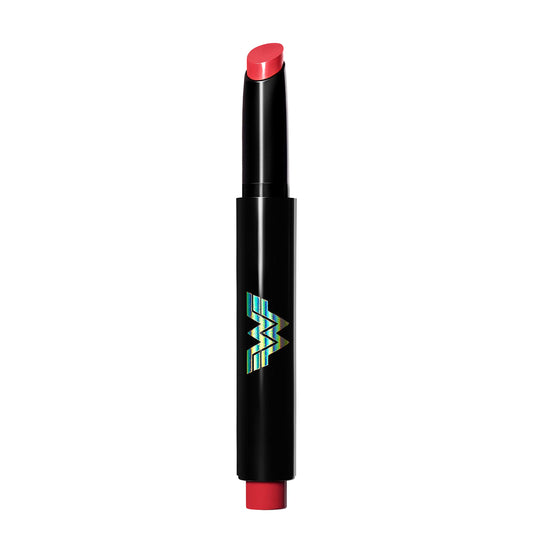 Revlon x WW84 Wonder Woman Kiss Melting Shine Lipstick, Moisturizing Non-Sticky Lipcolor with Coconut Oil and Shea Butter, in Red, 001 Courageous