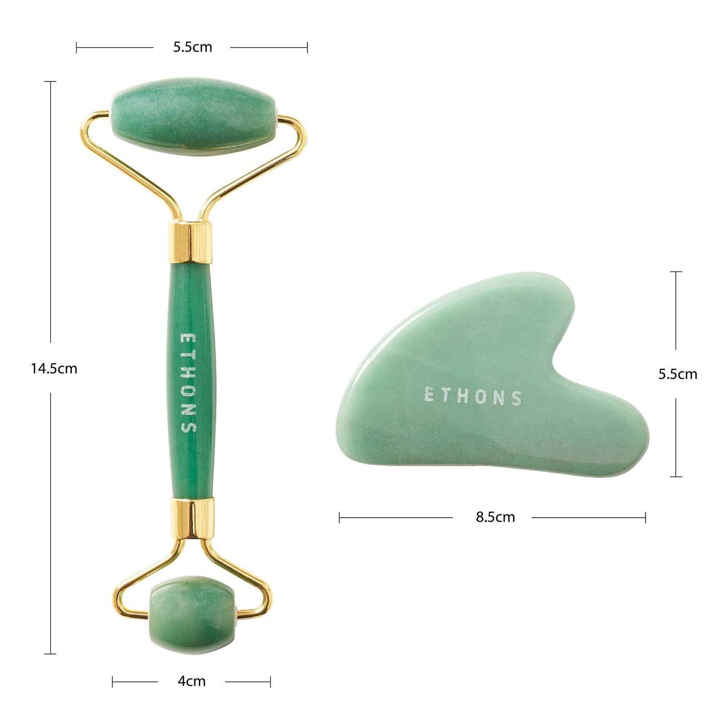 ETHONS Jade Roller & Gua Sha 2 in 1 For Face - Premium Construction Face Massager - Skin Tightening De-Puff Face Scraper - Anti Aging - Relieves