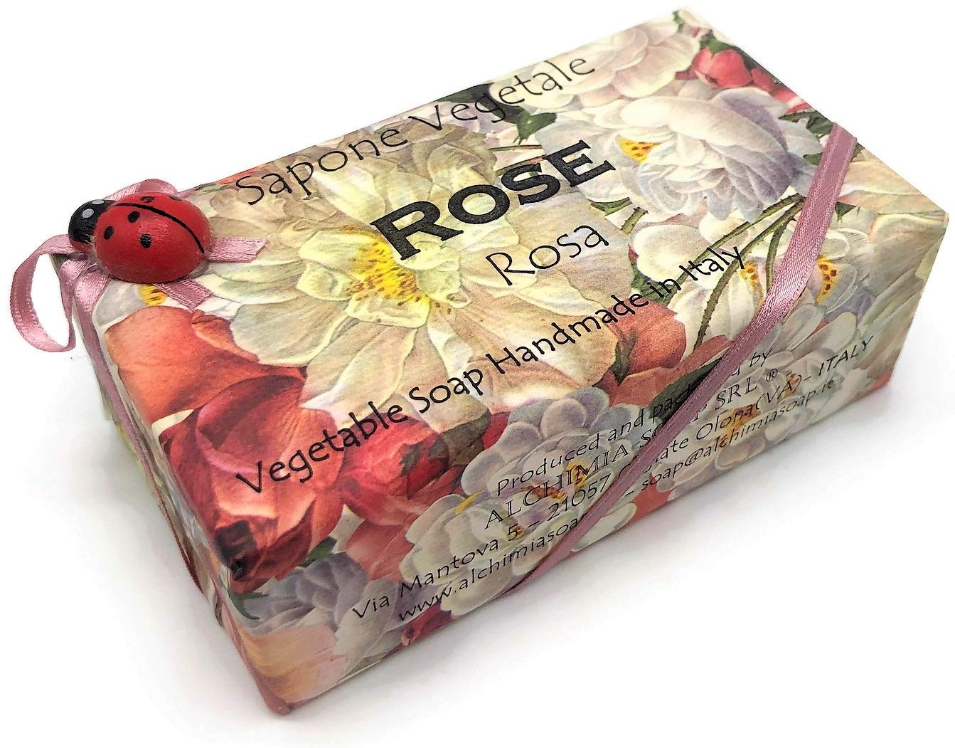 Alchimia Ladybug Rose Vegetable Soap Handmade In Italy - 10.5 oz Soap Bar