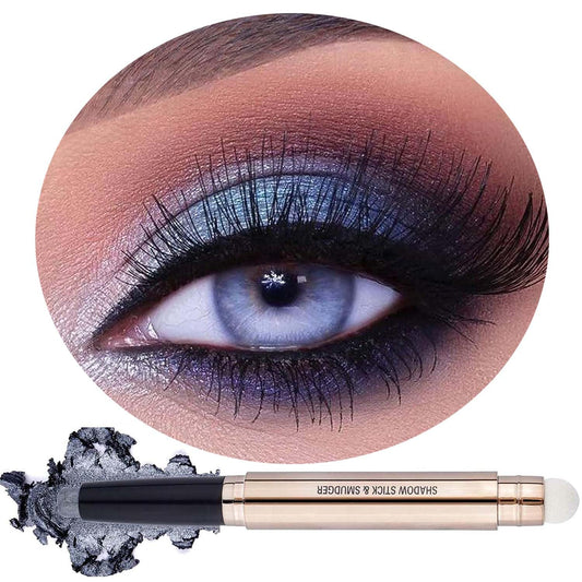 Silver Smokey Grey Gray Eyeshadow Stick, Cream Smooth Single Shimmer Eyeshadow Pencil, Hypoallergenic Waterproof Long Lasting Multi-Dimensional Eye