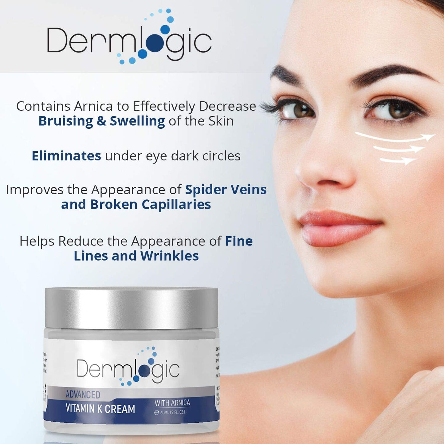 Vitamin K Cream- Moisturizing Bruise Healing Formula. Dark Spot Corrector for Bruising, Spider Veins & Broken Capillaries. Reduces Under Eye Dark