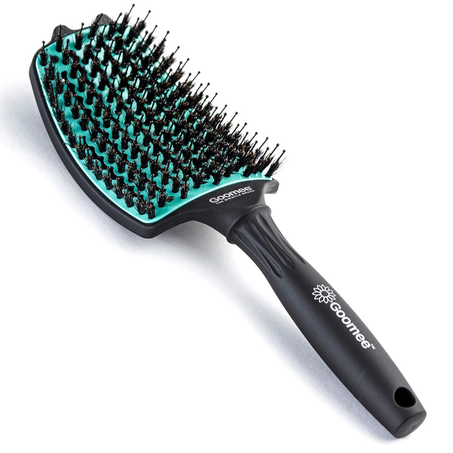 Parlux 3200 Compact Ceramic and Ionic Black Hair Dryer and Miracle Large Detangling Brush Mint Green Nylon Boar Bristles