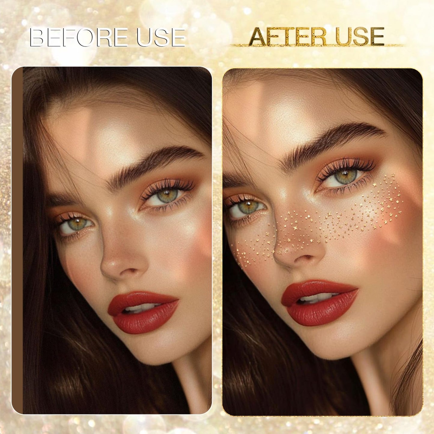 Wodelanle Glitter Freckles Face Tattoo, 24 Count Silver Face Glitter Speckles Makeup Patches, Glow Up Makeup Patches, Cute Glitter Freckles Makeup