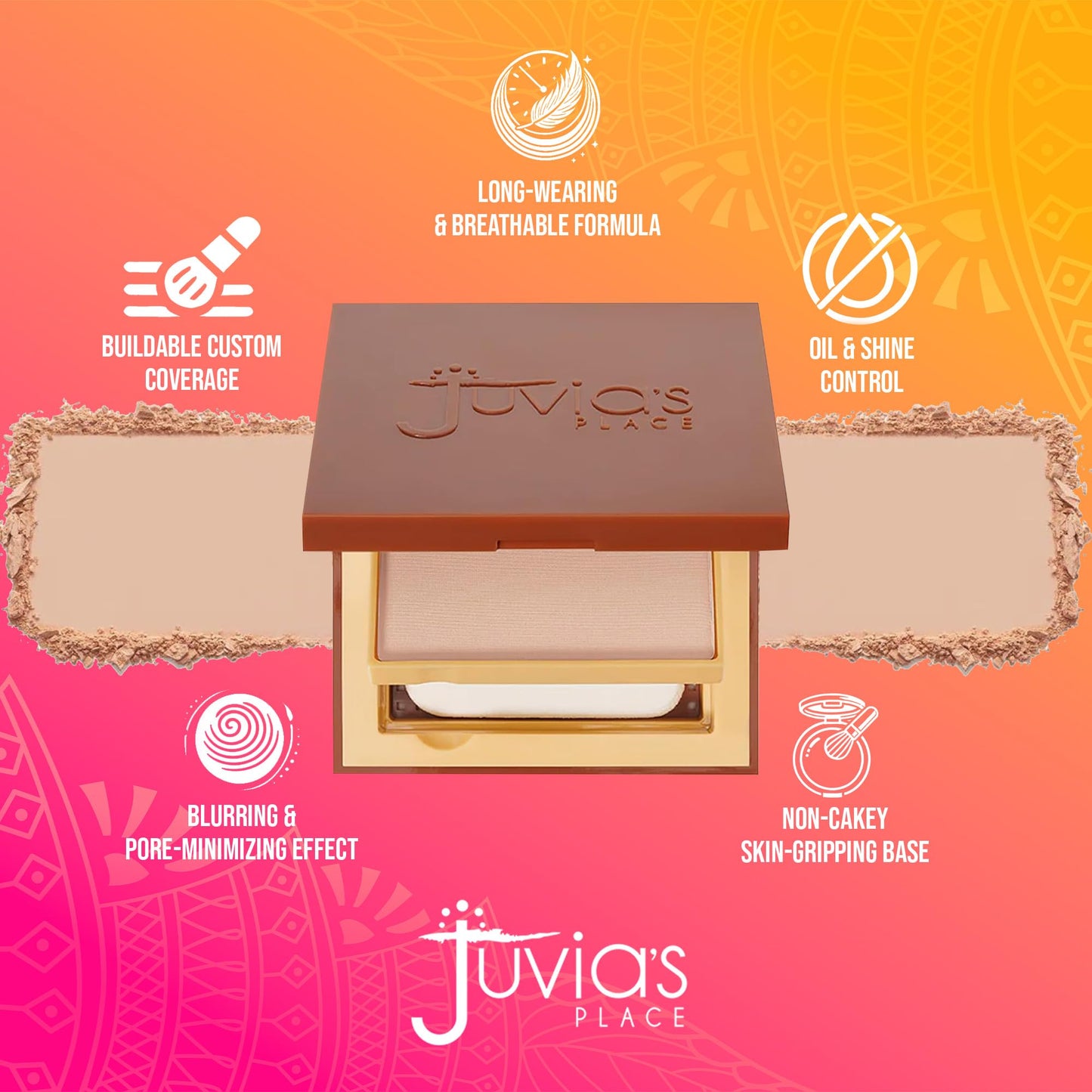 Juvia's Place I Am Magic Powder Foundation - L2 Catania - Buildable-Coverage Mattifying Pressed Powder for Pore Vanished Skin - Lightweight Matte Base