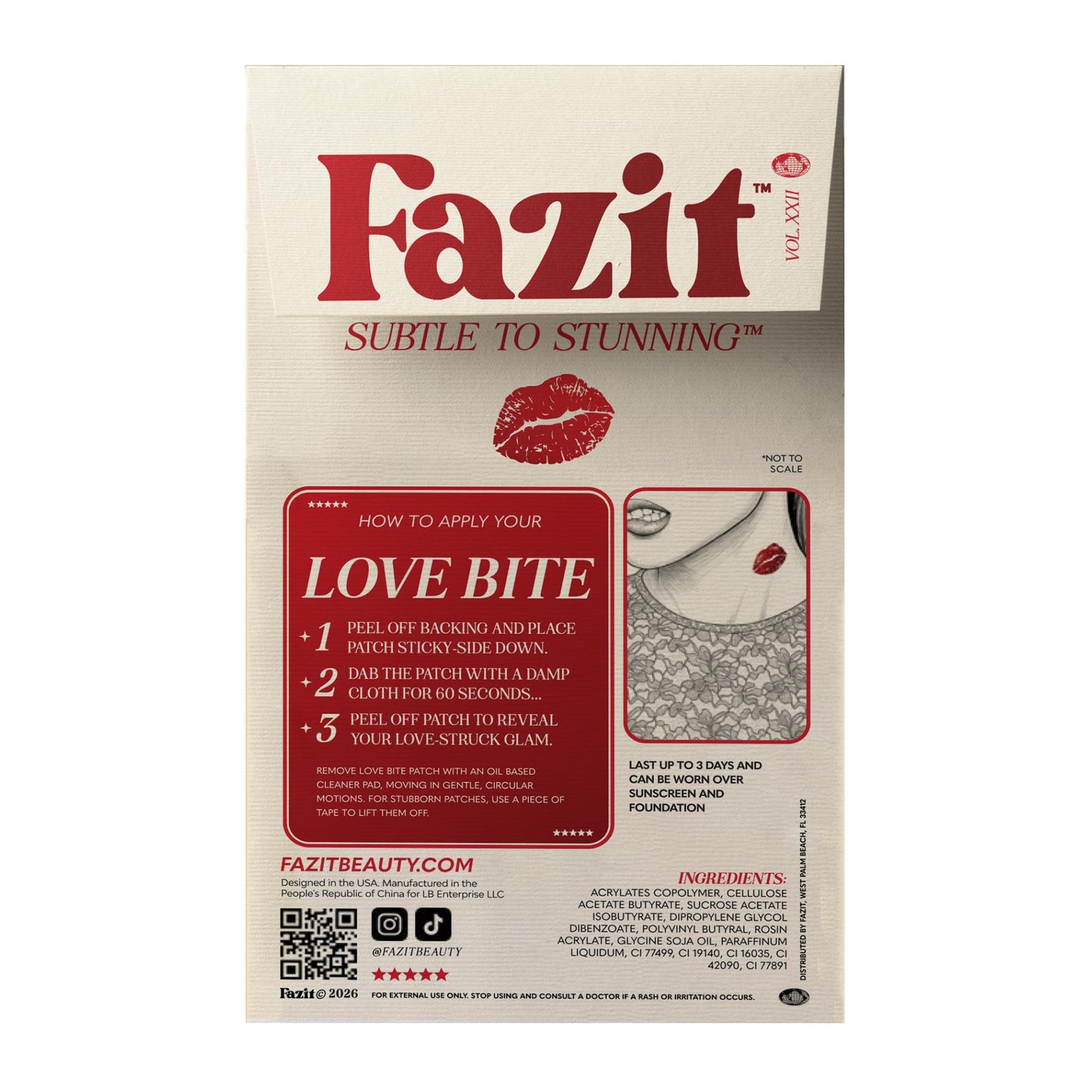 Fazit Makeup Patches - Love Bite - Glow Up Make-Up Patches - Cute Glitter Makeup Accessories For Women - Cosmetic Glitter For Face