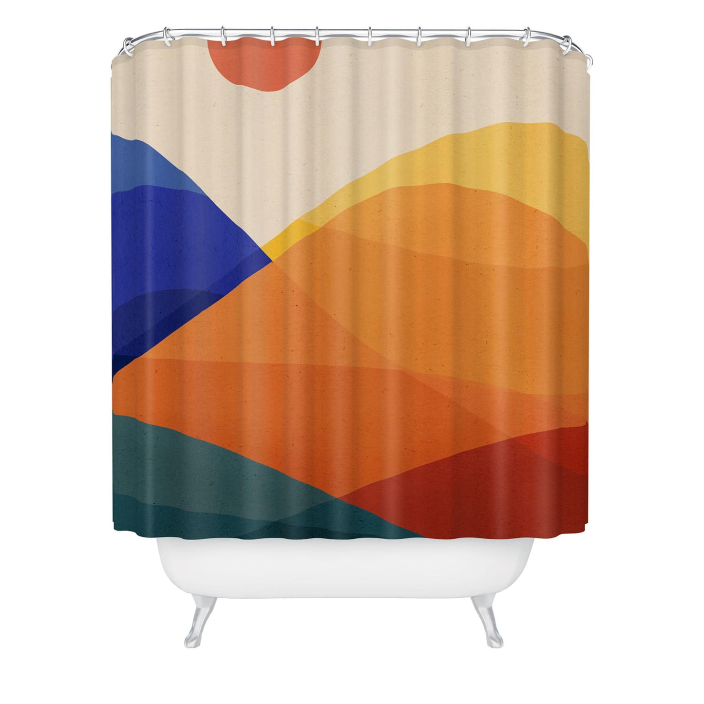 Society6 Shower Curtain - Bathroom Decor by Modern Tropical - Extra Long Fabric Shower Curtains for Bathroom, 71" x 74", Meditative Mountains