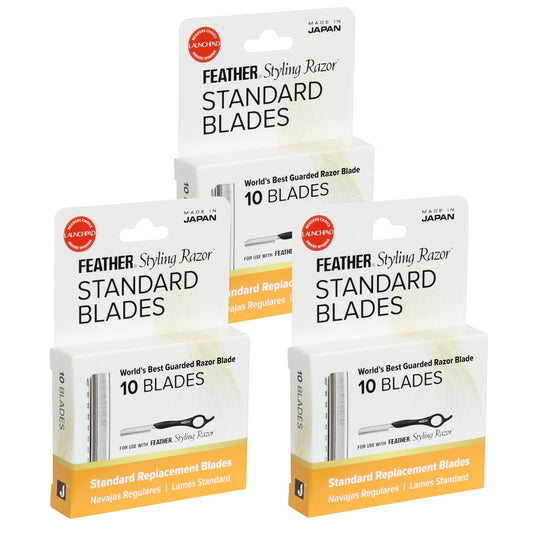 Feather Styling Razor Standard Blades - Professional Hair Cutting Blades for Styling, Shaping, Feathering & Thinning - Stainless Steel Single Edge Beauty and Personal Care Feather