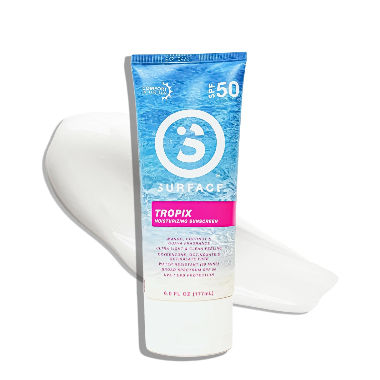 Surface Sunscreen Lotion SPF 50 for Face & Body, Lightweight Natural Formula, Reef Friendly, Broad Spectrum UVA UVB Protection, Water Resistant Sun