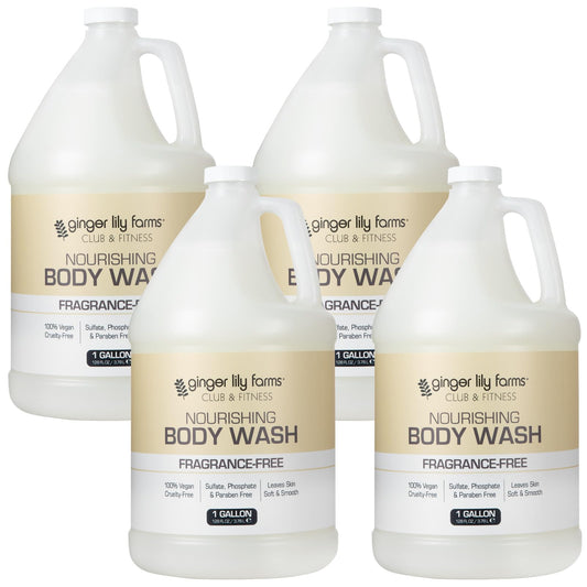 Ginger Lily Farms Club & Fitness Nourishing Body Wash, 100% Vegan & Cruelty-Free, Bath & Shower Gel for Men and Women, Fragrance Free, 1 Gallon (Pack Beauty & Personal Care Ginger Lily Farms