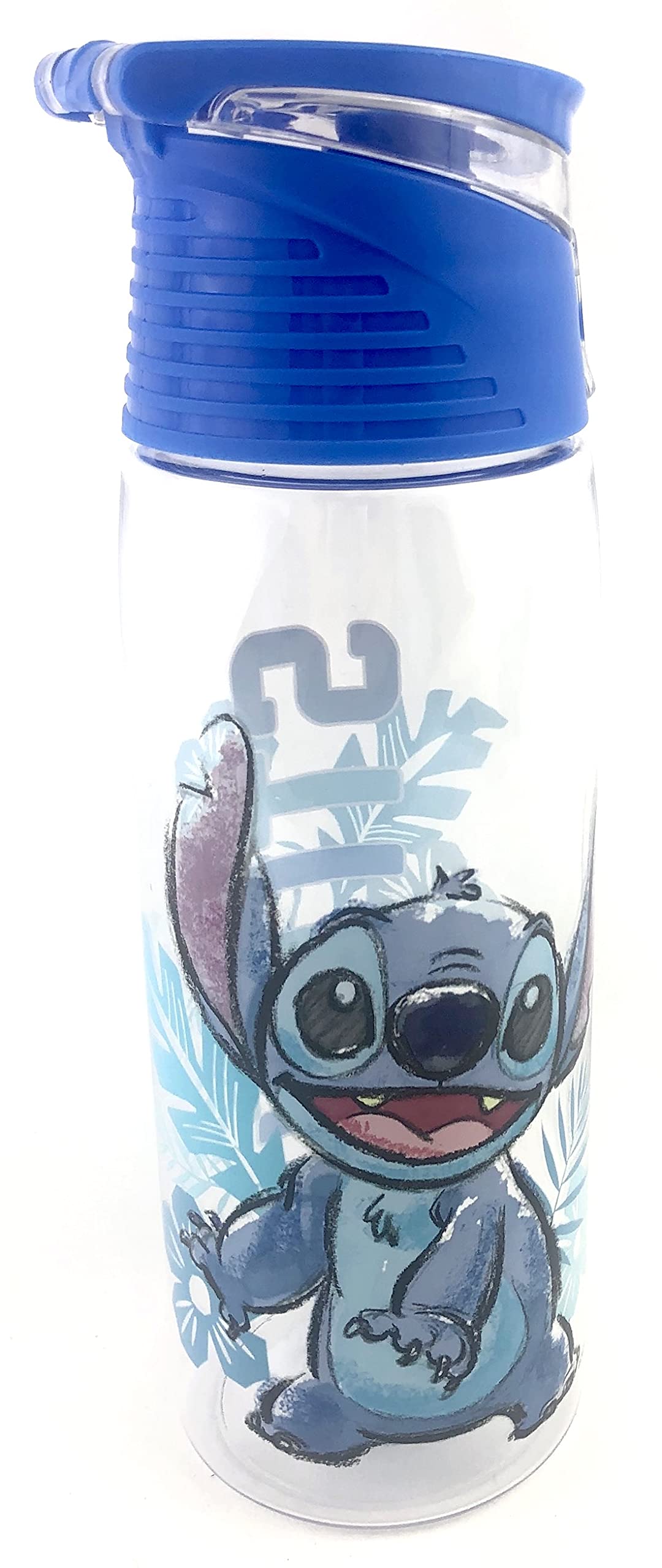 Jerry Leigh Disney - Lilo and Stitch Flip Top Water Bottle - Loop Attachment Handle - 24 Ounce