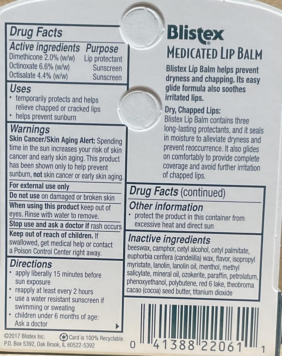 Blistex Medicated Lip Balm SPF 15, 0.15 oz (Bundle of 9)
