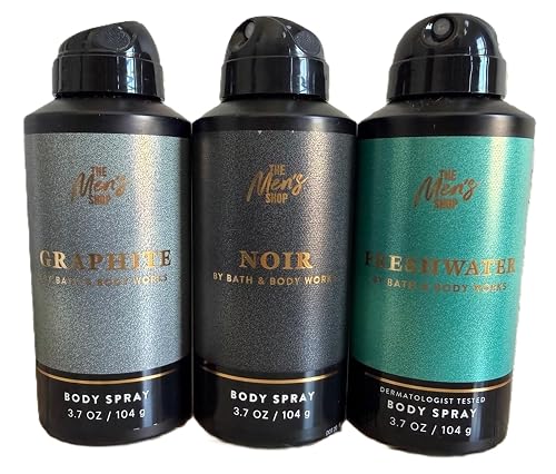 Bath & Body Works The Men's Shop Body Spray - Pack of 3 (Graphite, Noir, Freshwater)