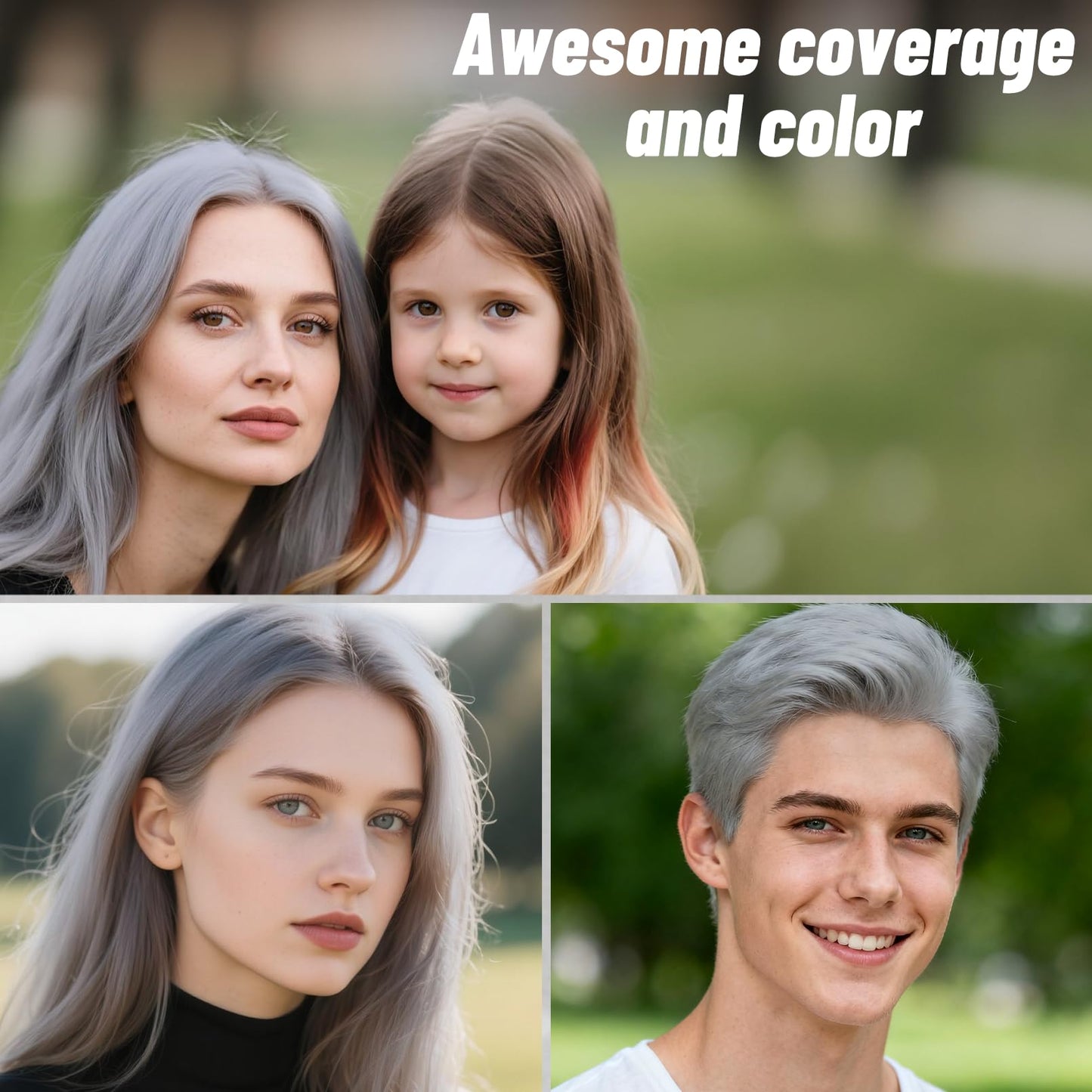 Silver Gray/Grey Hair Spray, Seaboll Temporary Hair Color Spray for Kids Women Men-4.06 oz-Safe Non Sticky Washable One Day Hair Dye Spray, for 100th