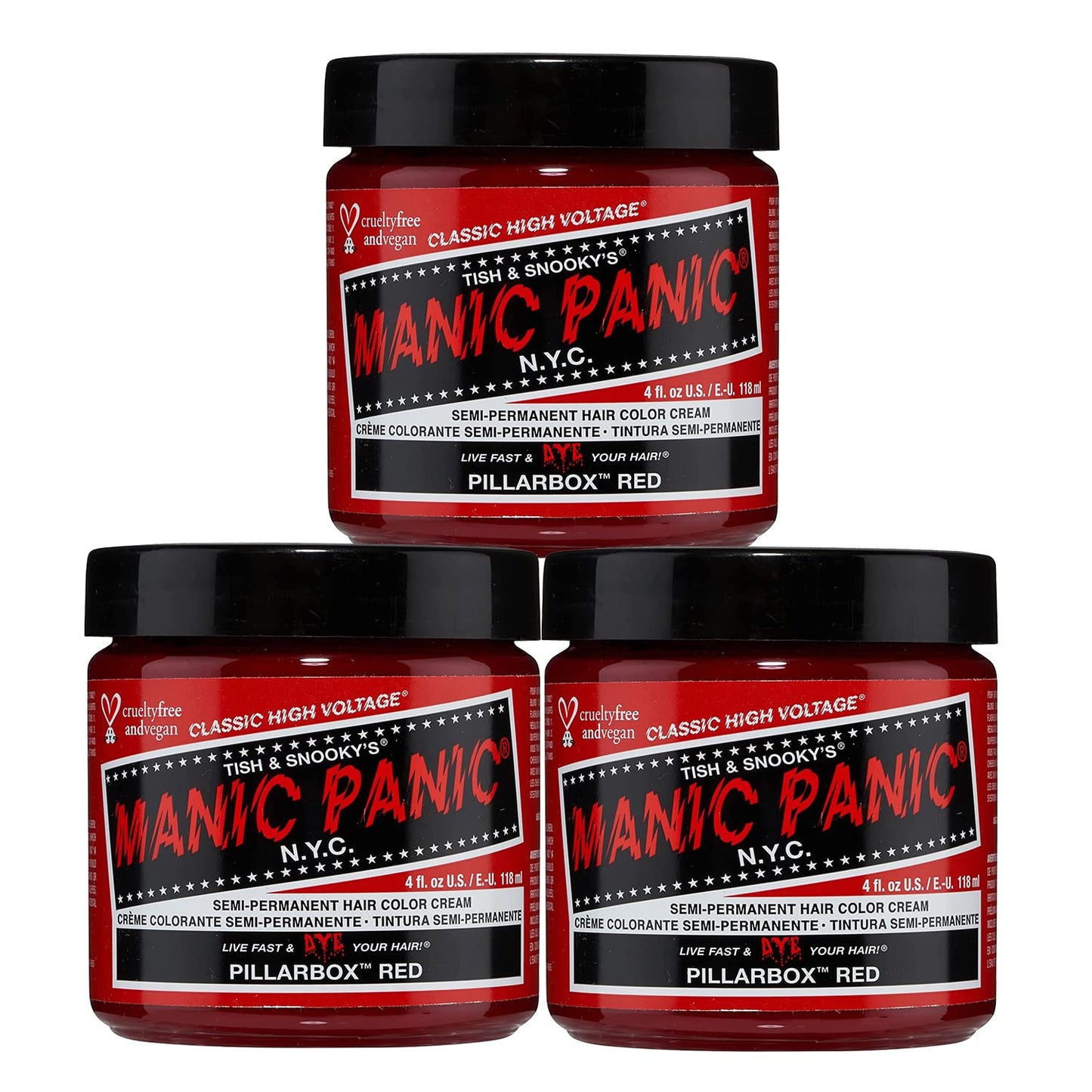 MANIC PANIC Classic Pillarbox Red Semi Permanent Hair Color - True Red Hair Dye for Women & Men That Lasts 4-6 Weeks - Vegan, Ammonia & Cruelty-Free