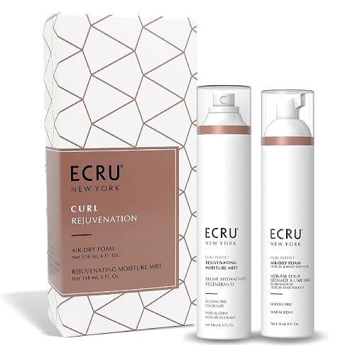 ECRU New York Curl Rejuvenation Kit, Includes Air Dry Foam & Moisture Mist, Curl Cream, Anti Frizz Hair Products Bundle