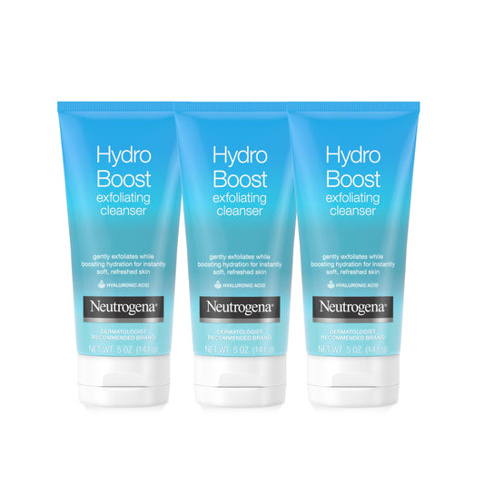 Neutrogena Hydro Boost Gentle Exfoliating Daily Facial Cleanser with Hyaluronic Acid, Clinically Proven to Increase Skin's Hydration Level