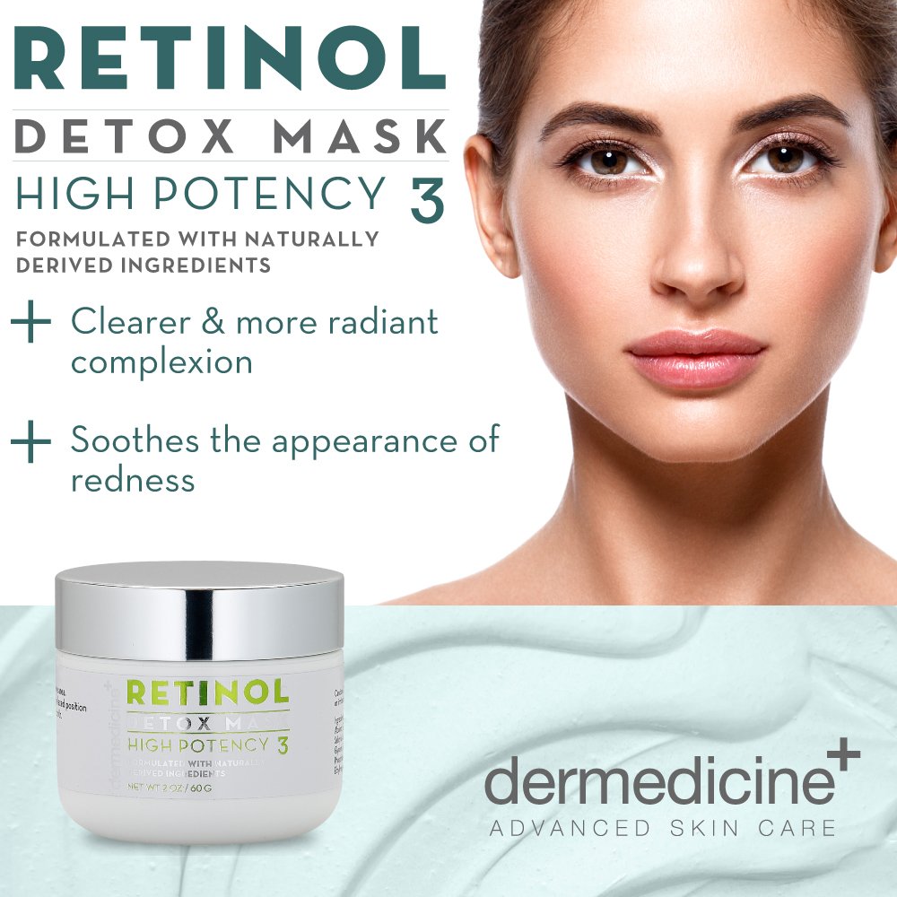Retinol Detox High Potency Mask Blend for Face | Natural & Organic Botanical Plant Extracts | Clarifying & Soothing for Skin that Looks Clearer, Feels