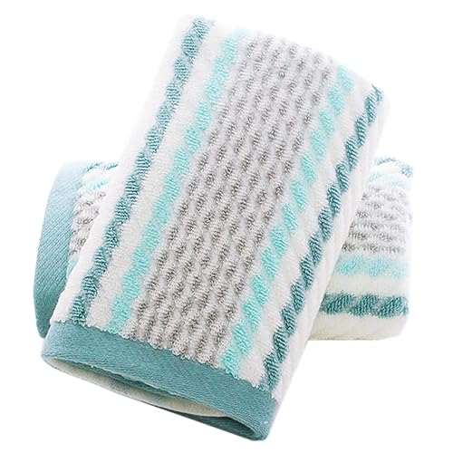 Pidada Hand Towels Set of 2 Striped Pattern 100% Cotton Soft Absorbent Decorative Towel for Bathroom (Green)