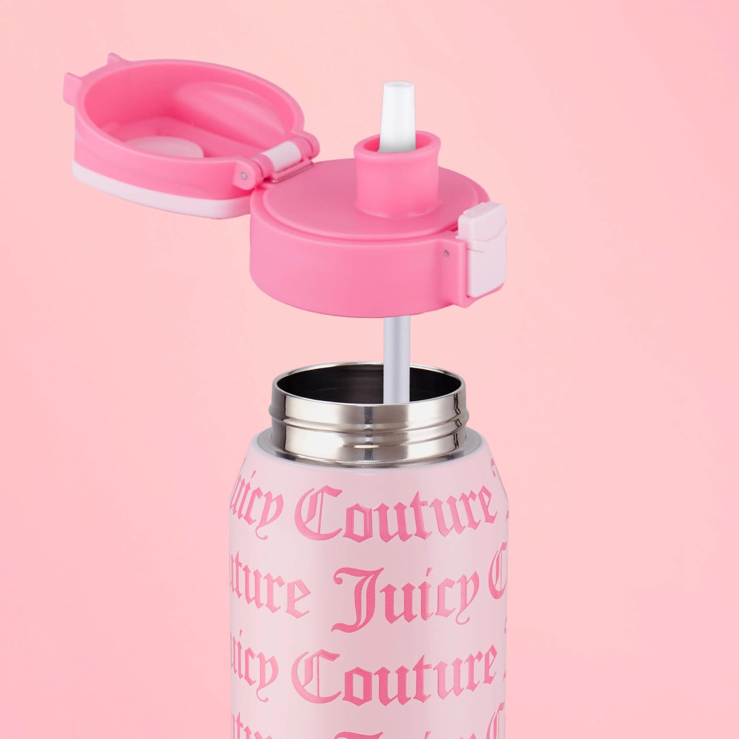 Juicy Couture Glam Getaway Logo 32oz Tumbler with Flip Top Lid, Pink