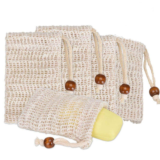 PHOGARY Sisal Soap Saver Bag (5-Pack) Ideal for Exfoliating & Save Soaps, Natural Fiber Soap Bags for Foaming and Drying The Soap, Organic Soap Bag
