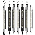 Erinde 6PCS Double-headed Eyeliner Stamp Pen Set, Black Stencil, Winged Eyeliner Tattoo Tool, Star Moon Heart Eye Makeup