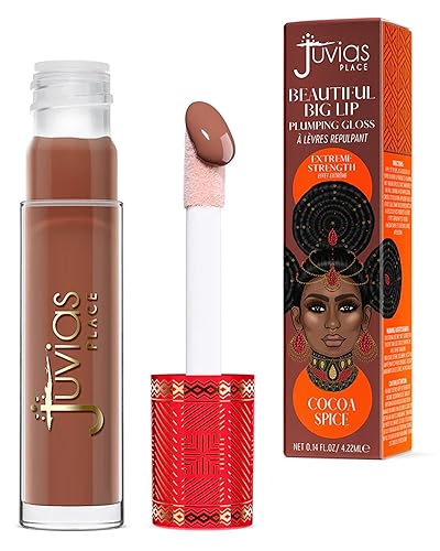 Juvia's Place Beautiful Big Lip Plumper - Cocoa Spice | Rich Brown Gloss With Subtle Warmth for Full, Defined Lips | Plumping, Hydrating & High-Shine