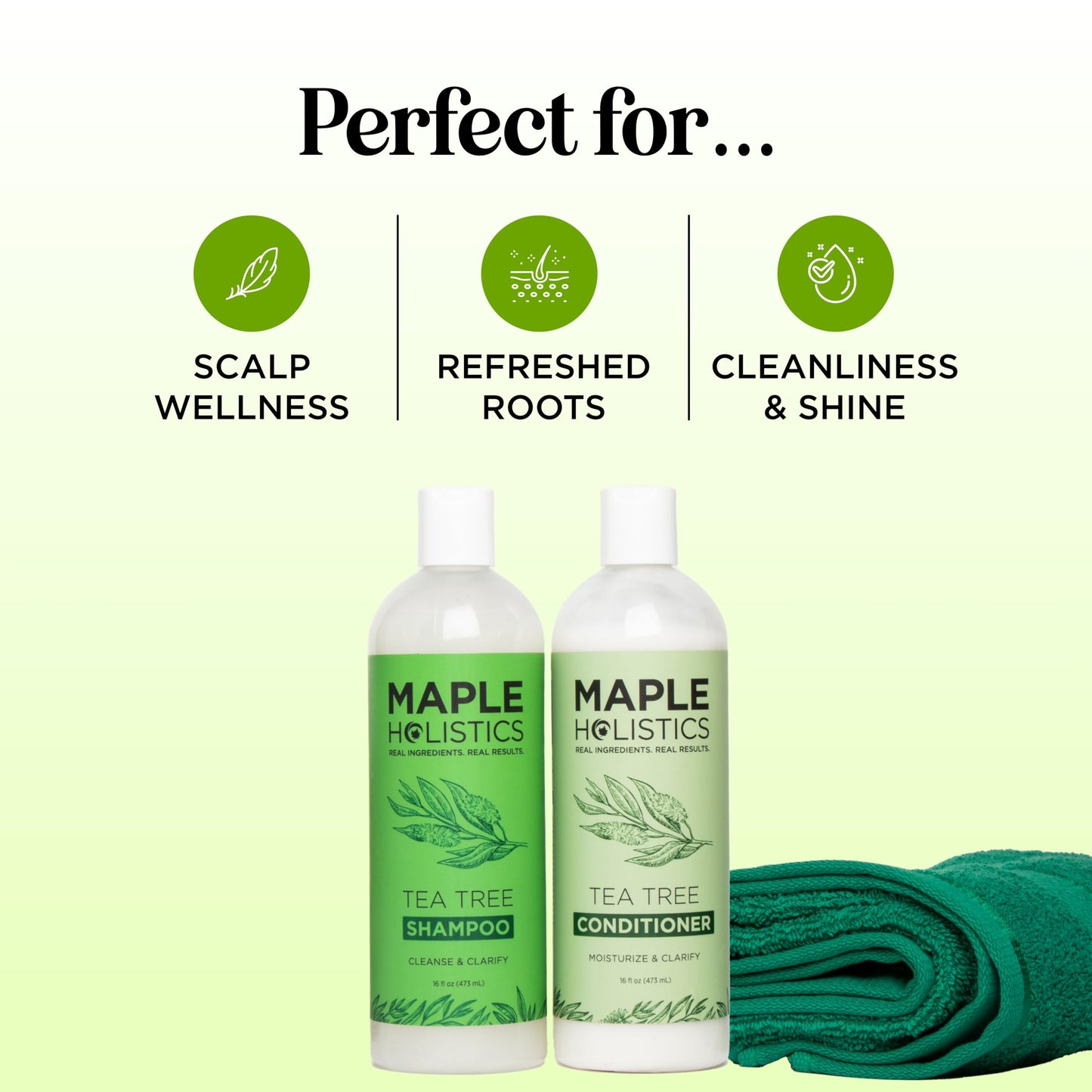 Tea Tree Shampoo and Conditioner Set - Sulfate Free Clarifying Shampoo and Conditioner for Oily Hair & Scalp Care with Australian Tea Tree Oil