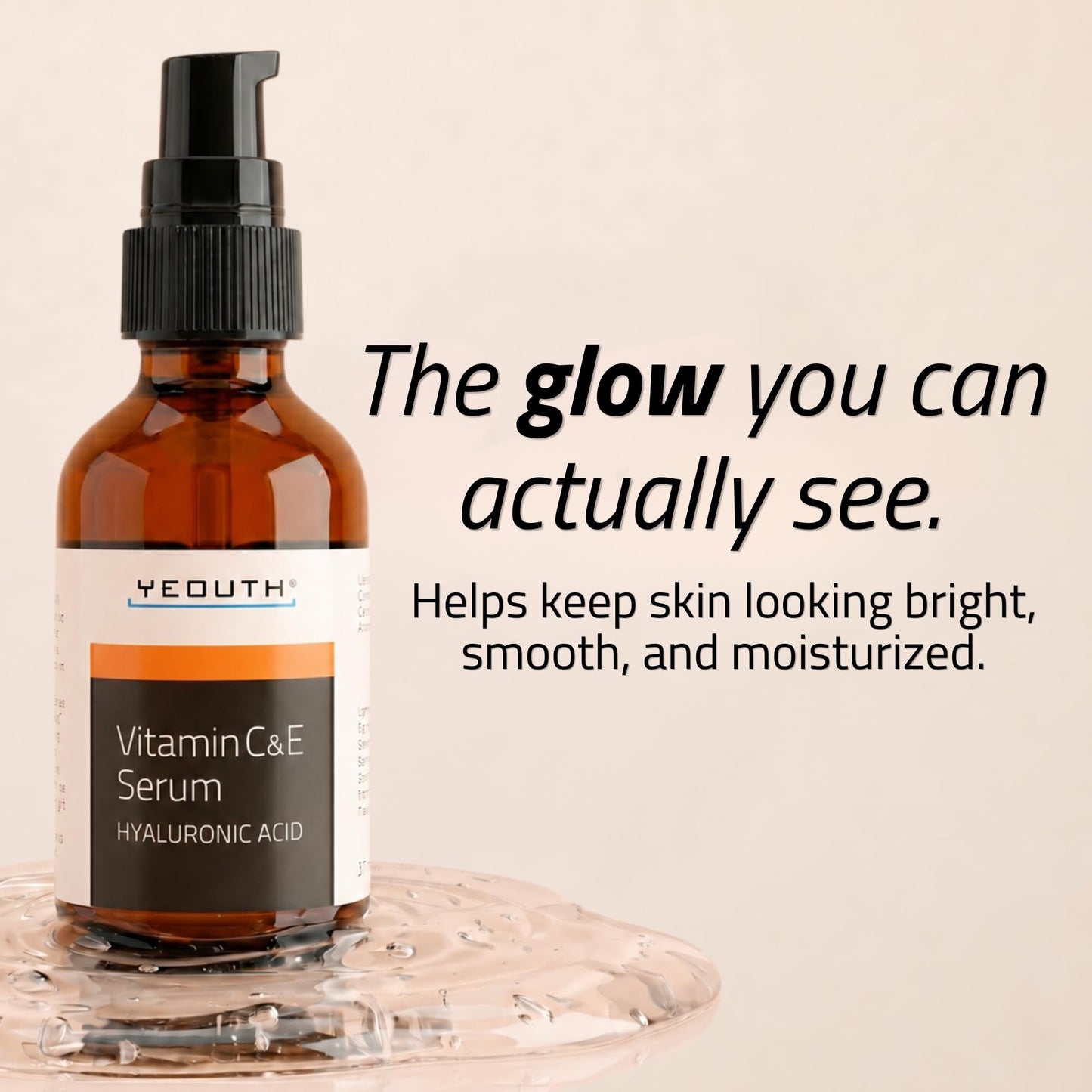 YEOUTH Vitamin C Serum for Face with Hyaluronic Acid and Vitamin E, Brightening Face Serum Targets the Appearance of Fine Lines and Uneven Skin Tone