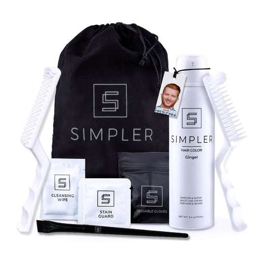 Simpler Hair Color Ginger Mustache and Beard Upgraded Brush Kit with 3 Brushes Included for Precision Application - Gentle, Natural Looking Ammonia